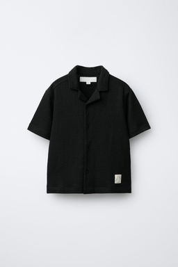 CONJUNTO CAMISA BOWLNG Y BERMUDA TEXTURA ETIQUETA / Negro - Zara фото 2