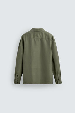 SOBRECAMISA RELAXED FIT CON LINO / verde lavado - Zara фото 8