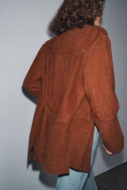 ZW COLLECTION LIMITED EDITION OVERSIZED SUEDE LEATHER BLAZER - Zara фото 4