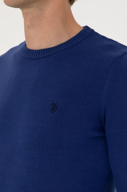 Erkek Slim Fit Bisiklet Yaka _ndigo Basic Kazak - U.s. polo assn фото 7