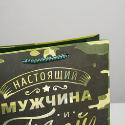 Цена за 2 шт. Пакет подарочный ламинированный, упаковка, «С 23 февраля», ML 23×27×11.5 см