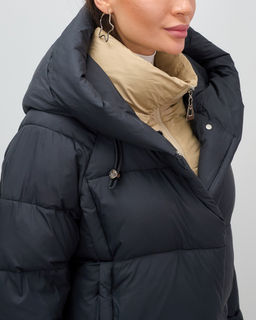 Куртка двубортная женская зимняя с капюшоном черного цвета 7736Ch Бренд: Visdeer  фото 7