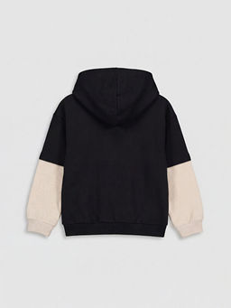 Renk Bloklu Erkek ?ocuk Kap??onlu Sweatshirt