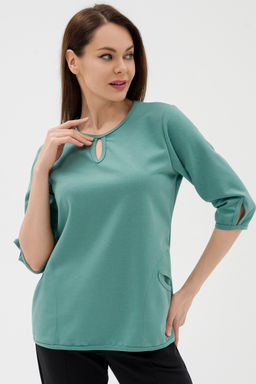 Кофта женская из коттон фита Анфиса мята макси - Амадэль фото 8