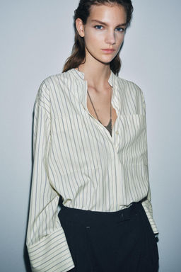 CAMISA RAYAS CUELLO MAO ZW COLLECTION / Azul / Blanco