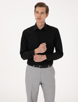 Siyah Regular Fit Uzun Kollu Basic G_mlek