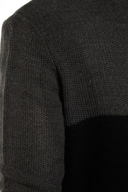 TRENDYOL MAN Siyah Slim Fit Dar Kesim Bisiklet Yaka Renk Bloklu Triko Kazak TMNAW21KZ0544 - Trendyolmilla фото 6