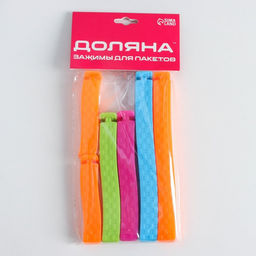 Зажимы для пакетов Доляна, 14/11/7 см, 6 шт, цвет МИКС фото 5