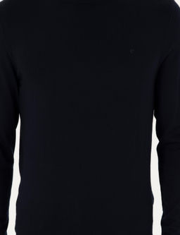 Lacivert Slim Fit Y_n Kar___ml_ Bisiklet Yaka Basic Triko Kazak