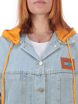 807 BLUE/ORANGE Джинсовый жилет женский (100% хлопок) - Фабричный китай фото 11