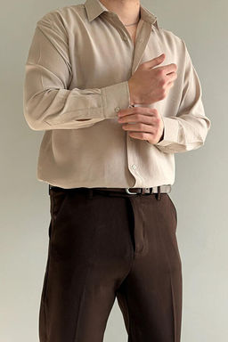 Ta_ Modal Yumu_ak Dokulu Normal Kal_p/Regular Fit Yazl_k Dokuma Erkek G_mlek TMNSS26GO00040