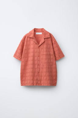 CAMISA CUADROS TEXTURA / Naranja