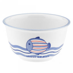 "Синий полосатик" Салатник фарфоровый 400мл, д12см, h6,6см, отводка, белый (Китай)