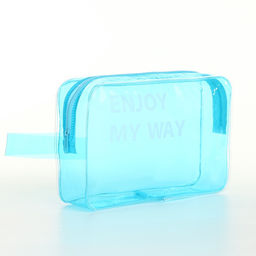 Косметичка на молнии для бассейна, с ручкой, с принтом My way, прозрачная/голубая