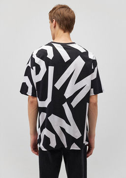 MVJNS Bask?l? Siyah Tisort - Mavi фото 4