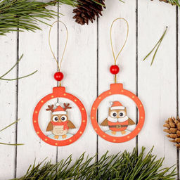 Елочная игрушка Совёнок в шаре, МИКС, односторонняя