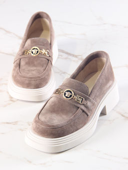 Лоферы туфли 173.1453be.Коричневый капучино замша