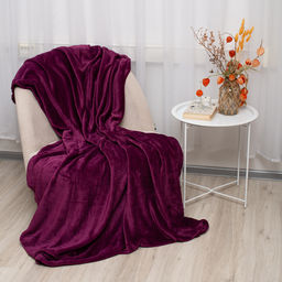 Плед Амели облегчённый 150х200, велсофт, 100% полиэстер, Сиреневый 150х200