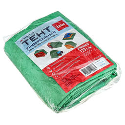 Тент 3х4м из полиэтилен 120г/м2, на люверсах 0,5м, зелено-серый (Россия)