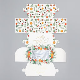 Цена за 5 шт. Коробка складная на 2 капкейка с окном «С Новым годом!», мандарины, 10×16×10 см