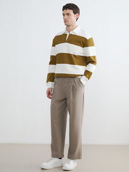 Polo Yaka ?izgili Erkek Sweatshirt