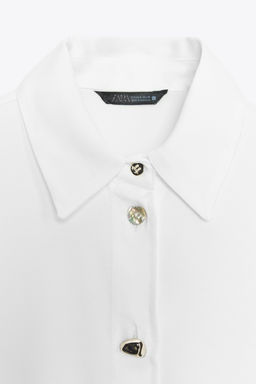 CONTRAST BUTTON SATIN SHIRT - Zara фото 9