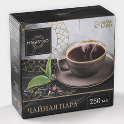 Чайная пара фарфоровая Magistro «Церера», 2 предмета: чашка 250 мл, блюдце d=16.3 см, цвет коричневый