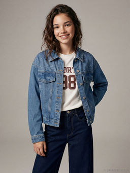 Ta?l? K?z ?ocuk Jean Ceket