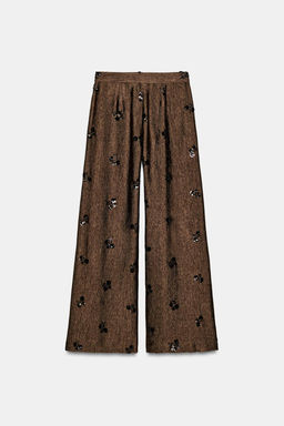 SEQUINNED WIDE-LEG TROUSERS - Zara фото 7