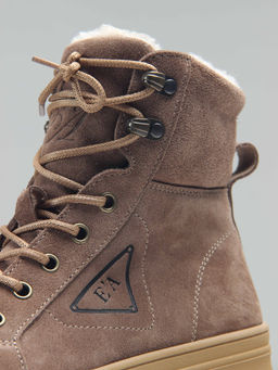 Ботинки 216.warmbr. капучино замша/Байка