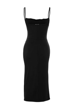 TRENDYOLMILLA Siyah Vucuda Oturan Degaje Yaka Midi Ask?l? Esnek Orme Midi Kalem Elbise TWOSS19AD0020  фото 19