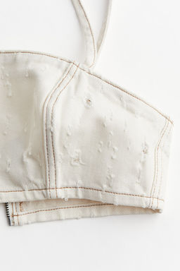 Crop top de sarga con efecto desgastado - H&m фото 5
