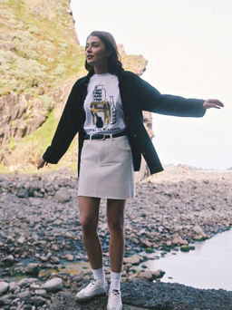 CONTE CON-627 Джинсовая юбка А-силуэта с необработанным краем ecru