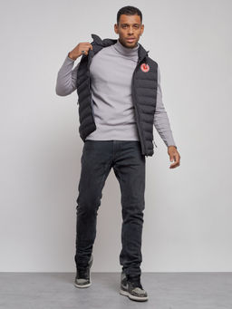 Жилетка мужская утепленная с капюшоном черного цвета 886Ch - YUNDA фото 12