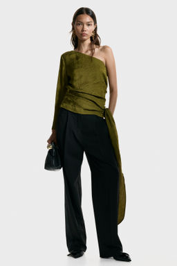Blusa de un hombro en tejido jacquard - H&m фото 4