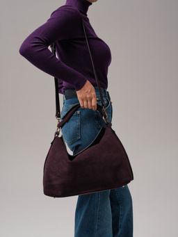 Замшевая сумка хобо Deboro 30900 сливовый