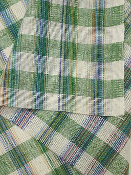 Холст полотенечный Клетка меланж цв.зеленый/суровый, ш.0.5м, лен-40%, хлопок-60%, 200гр/м.кв - Купава фото 4