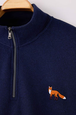 Lacivert Yeni Oversize Buyuk Beden Dokulu Dik Yaka Penguen Nak?sl? Sweatshirt TMNAW26AO00000 - Trendyolmilla фото 11