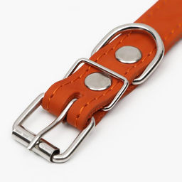 Ошейник кожаный однослойный, безразмерный, 56 х 2,5 см, ОШ 17-44 см, оранжевый - Пижон фото 4