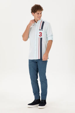 Мужская голубая рубашка с длинным рукавом - U.s. polo assn фото 4
