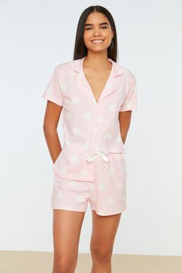 Trendyolmilla Somon %100 Pamuklu Puantiyeli Sortlu Orme Pijama Tak?m? THMSS20PT0077 фото 2