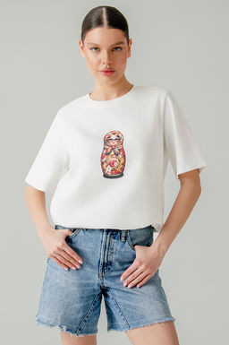 Арт. 3-1156 Футболка женская 44-50 (4 шт) Цвет:молочный