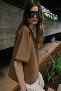 SUDADERA MANGA CORTA / Marr?n - Zara фото 3