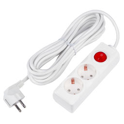 S-GCU2-5B WHITE Удлинитель серии Ultra, шнур 5м., 2 гнезда, 16A, с/з. Белый. TM Uniel