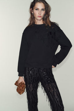 ORGANZA FLOWER SWEATSHIRT