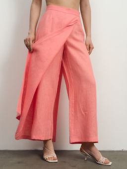 Юбка-брюки льняная 10990 коралловая