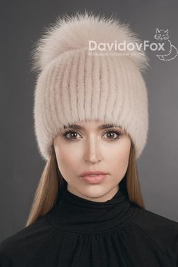 Шапка Лыжница норка дымчатая роза