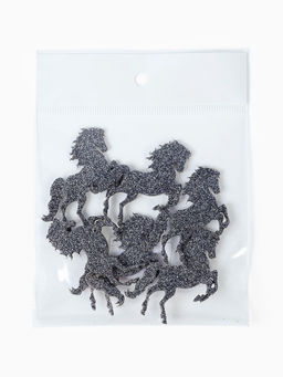 Декор новогодний Лошадки на клеевой основе, графит, набор 6 шт.