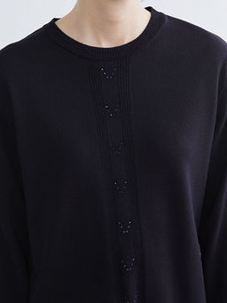 Bisiklet Yaka Ta?l? Kad?n Triko Kazak