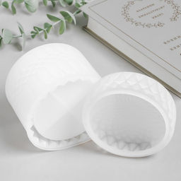 Молд силикононовый «Шкатулка круглая узорная» с крышкой 9,8 х 9,8 х 9,4 см